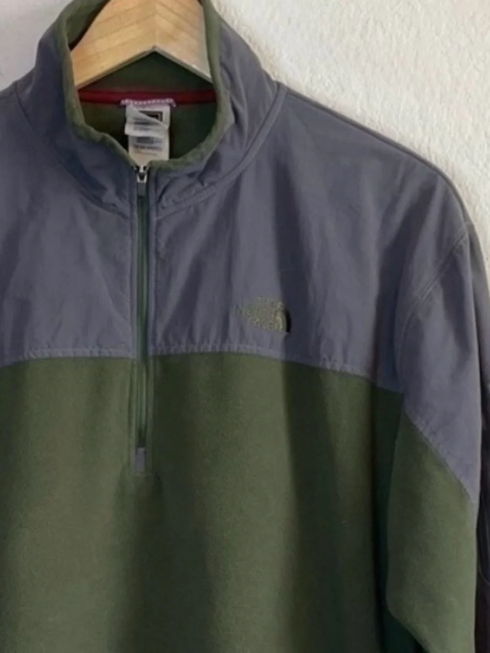 The North Face Men’s 1/4 Zip Fleece Jacket Green Gray Outdoor Hiking Pullover XL